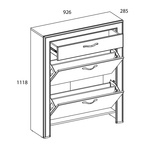 Тумба для обуви 2D1S 92,6х28,5х111,8 Вудлайн кремовый/Дуб анкора фото в интернет-магазине BestWood