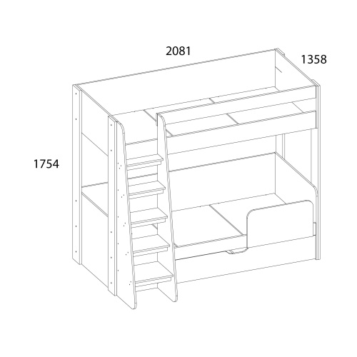 Кровать двухъярусная 135,8х208,1х175,4 /Каштан найроби/Оникс фото в интернет-магазине BestWood