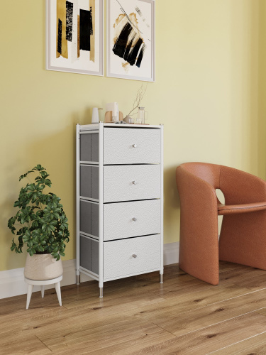 Комод Нирита/Хайди, 4 ящика 46х30х98,7/Белый фото в интернет-магазине BestWood