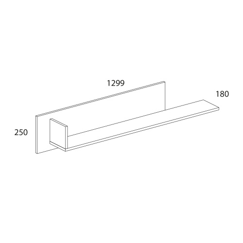 Полка навесная 129,9х18х25 Белый/Дуб вотан фото в интернет-магазине BestWood