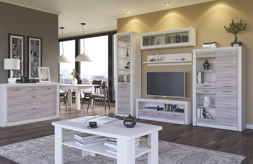 Тумба 2D3S 136х36,3х87 Вудлайн кремовый/Дуб анкора фото в интернет-магазине BestWood