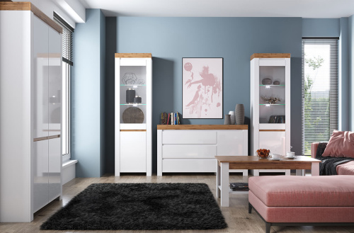 Стол журнальный 110х60х50 Белый/Дуб вотан фото в интернет-магазине BestWood