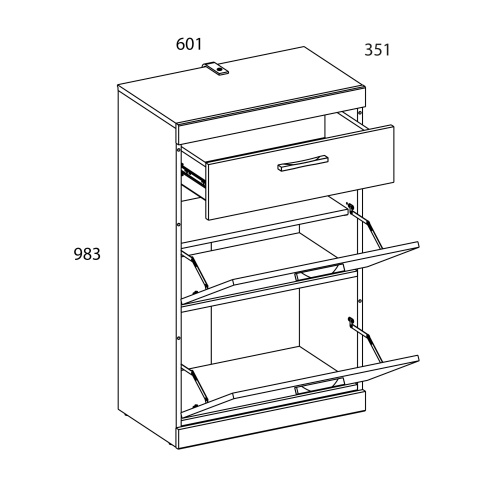 Тумба для обуви 2D1S 60,1х35,1х98,3/Дуб Санремо фото в интернет-магазине BestWood