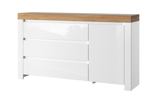 Тумба 1D3S  150,2х35,7х85 Белый/Дуб вотан фото в интернет-магазине BestWood