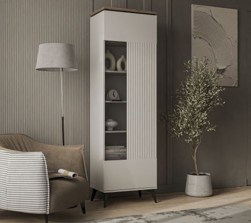 Шкаф с витриной 1V 63х39,4х207,3 Персидский жемчуг/Амарок фото в интернет-магазине BestWood