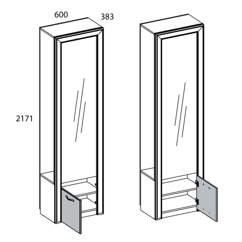 Шкаф 1DZ 60х38,3х217,1 Вудлайн кремовый/Дуб анкора фото в интернет-магазине BestWood