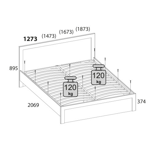 Кровать 120 без ПМ 127,3х206,9х89,5/Дуб Наварра фото в интернет-магазине BestWood