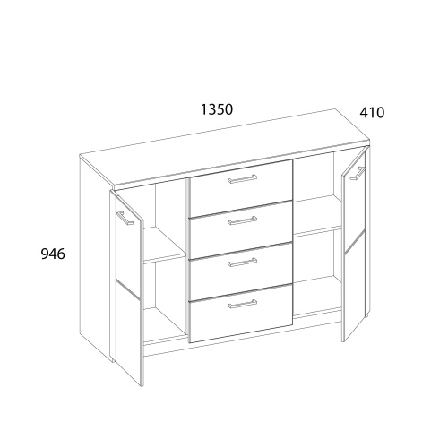 Тумба 2D4S 135х41х94,6/Дуб Наварра фото в интернет-магазине BestWood