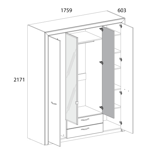Шкаф 4D2S Z 175,9х60х217 Вудлайн кремовый/Дуб анкора фото в интернет-магазине BestWood