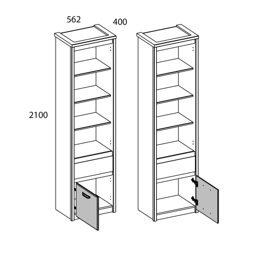 Шкаф открытый 1D1S 56,2х40х210 /Каштан найроби/Оникс фото в интернет-магазине BestWood