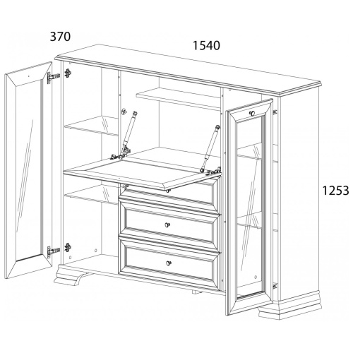Тумба 2V1D3S 154х37х125,3/Белый фото в интернет-магазине BestWood