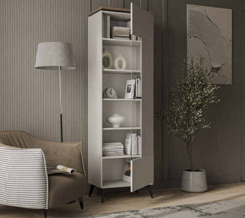 Шкаф с витриной 1V 63х39,4х207,3 Персидский жемчуг/Амарок фото в интернет-магазине BestWood