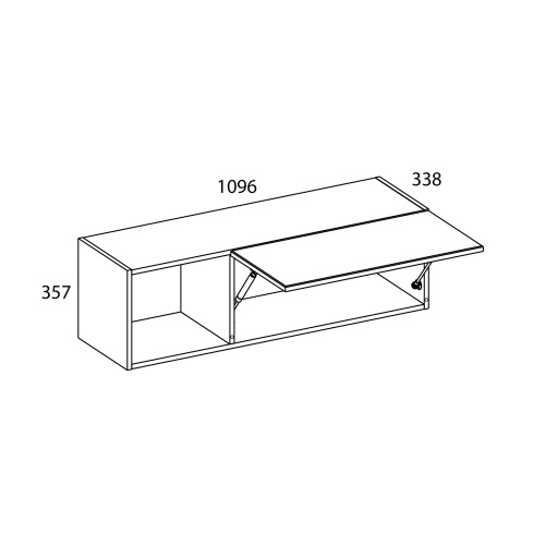 Полка навесная 1DN 109,6х33,8х35,7 Дуб монастырский/Черный фото в интернет-магазине BestWood