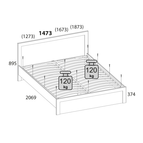 Кровать 140 без ПМ 147,3х206,9х89,5/Дуб Наварра фото в интернет-магазине BestWood