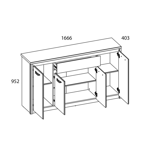 Тумба 4D1S 166,6х40,3х95,2 /Каштан найроби/Оникс фото в интернет-магазине BestWood