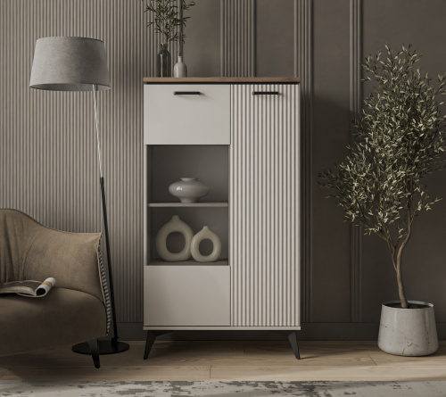 Шкаф с витриной 1V1DP 81,4х39,4х146,2 Персидский жемчуг/Амарок фото в интернет-магазине BestWood