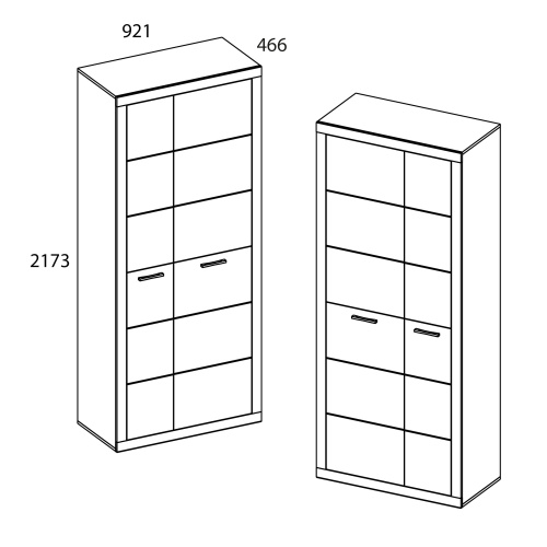 Шкаф 2D 92,1х46,6х217,3/Дуб Санремо фото в интернет-магазине BestWood