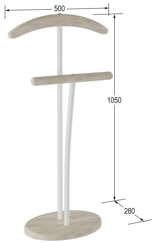 Вешалка костюмная 50х28х105/Дуб Беленый/Белый фото в интернет-магазине BestWood