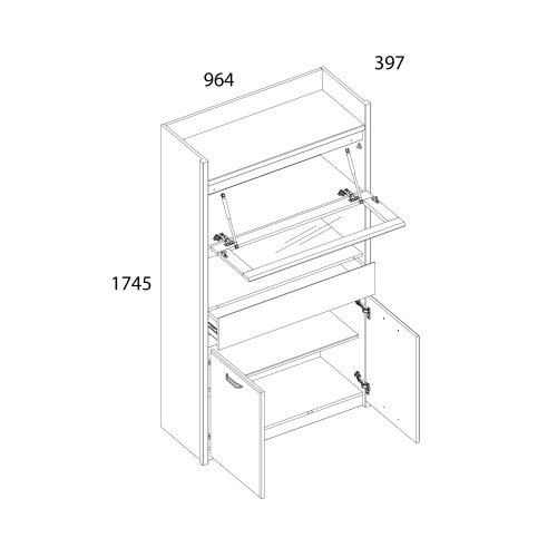 Шкаф с витриной 1V2D1S 96,4х39,4х174,5 /Каштан найроби/Оникс фото в интернет-магазине BestWood