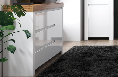 Тумба 1D3S  150,2х35,7х85 Белый/Дуб вотан фото в интернет-магазине BestWood