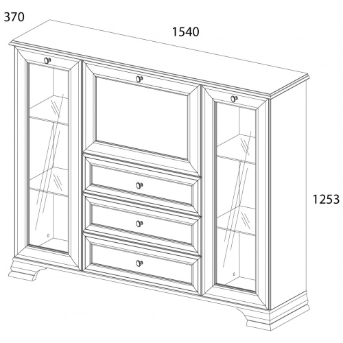 Тумба 2V1D3S 154х37х125,3/Белый фото в интернет-магазине BestWood