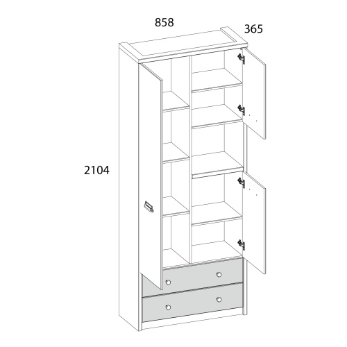 Шкаф 3D2SN 85,8х36,2х210,4 Дуб мадура/Истамбул фото в интернет-магазине BestWood