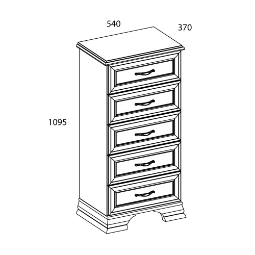 Комод 5S 54х37х109,5/Вудлайн кремовый фото в интернет-магазине BestWood