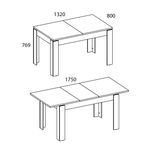 Стол раздвижной 132(175)х80х76,9 Дуб монастырский/Черный фото в интернет-магазине BestWood