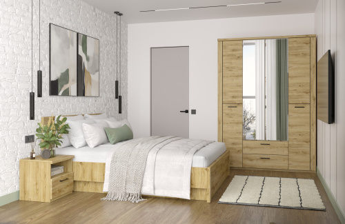 Кровать 180 с ПМ 187,3х206,9х89,5/Дуб Наварра фото в интернет-магазине BestWood