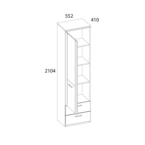 Шкаф 1D2S 55,2х41х210,4/Дуб Наварра фото в интернет-магазине BestWood
