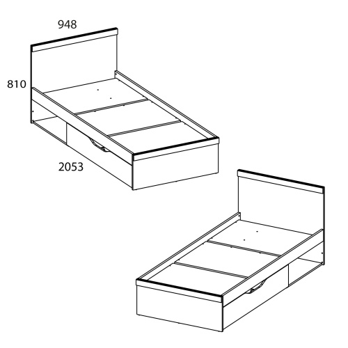 Кровать 90 без ПМ 94,8х205,3х81/Дуб Санремо фото в интернет-магазине BestWood