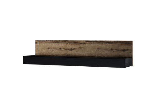 Полка навесная 80х19,4х18 Дуб монастырский/Черный фото в интернет-магазине BestWood