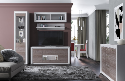 Тумба 2D3S 136х36,3х87 Вудлайн кремовый/Дуб анкора фото в интернет-магазине BestWood