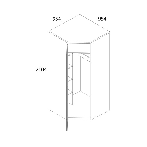 Шкаф угловой 1DG 95,4х95,4х210,4/Дуб Наварра фото в интернет-магазине BestWood